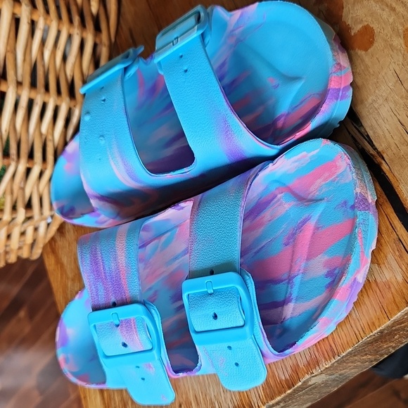 Multi Color Swirl Slides Sandals Size 10 - Picture 1 of 10